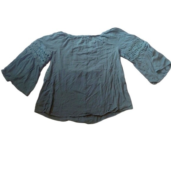 Umgee Green Lace Boho Blouse Size Small - Picture 2 of 6
